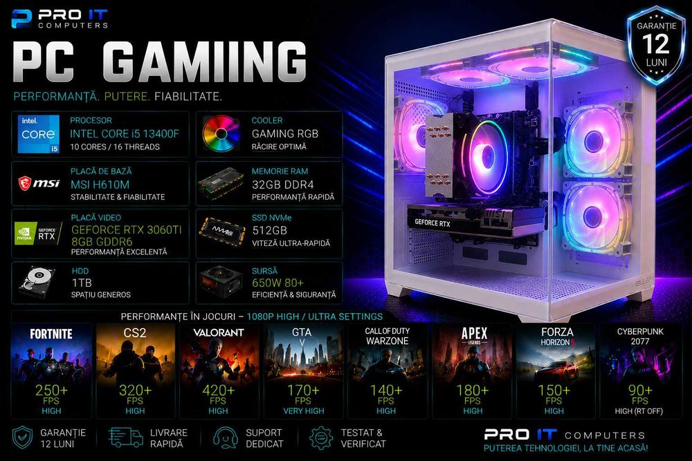 PC Gaming i5 13400f, ram 32GB, RTX 3060TI 8GB DDR6, 512 Nvme, 1TB Hdd