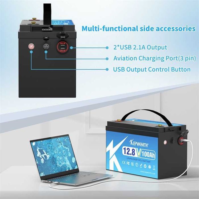 Акумулатор, батерия, 12V100AH LiFePO4 Battery BMS 6000+ Deep Cycle + Зарядно