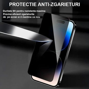 Folie Telefon Privacy iPhone 16 PRO MAX HEYBINGO, 9H din Sticla Securizata Antistatica, Cu Kit de Aplicare, Nu Lasa Amprente