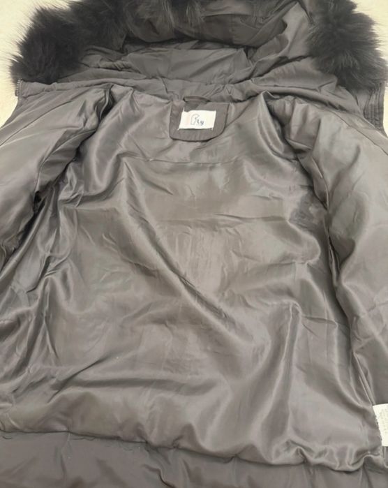 Geaca dama puffer - gluga si blana neagra, S