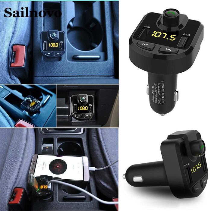 Нов Модел Блутут FM Трансмитер за кола, с Волтметър, Bluetooth