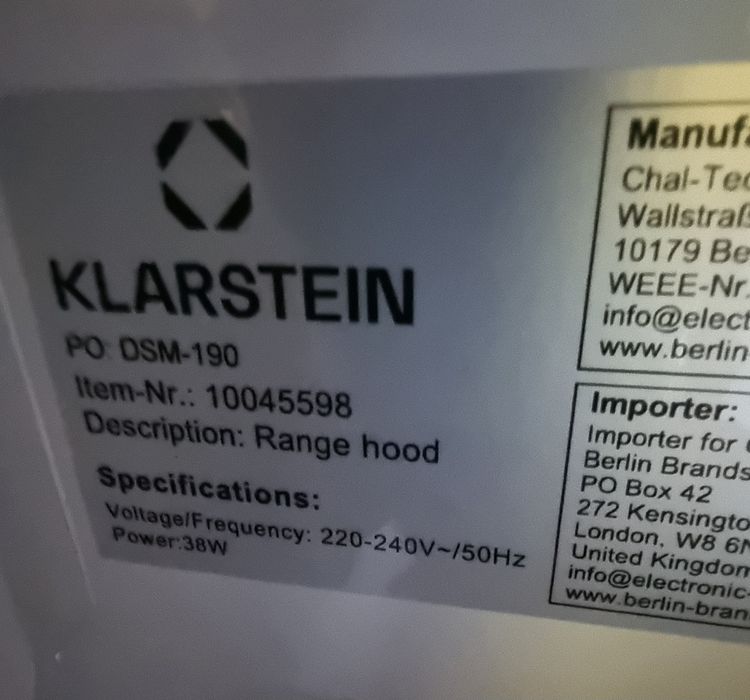 Бял абсорбатор Klarstein 38w