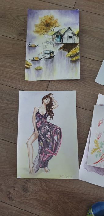 Акварель картины на ватмане