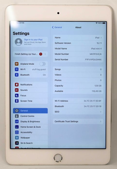 Apple iPad Mini 4 WiFi 128GB White