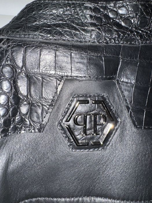 Philipp Plein Leather Bomber Shield кожа от кайман