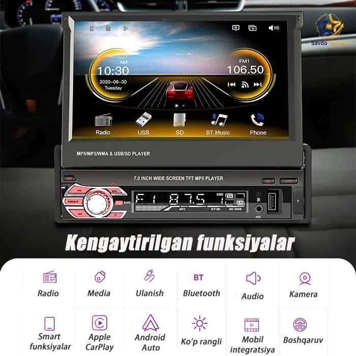 Elektr teleskopik ekranli avtomobil multimedia tizimi  monitor