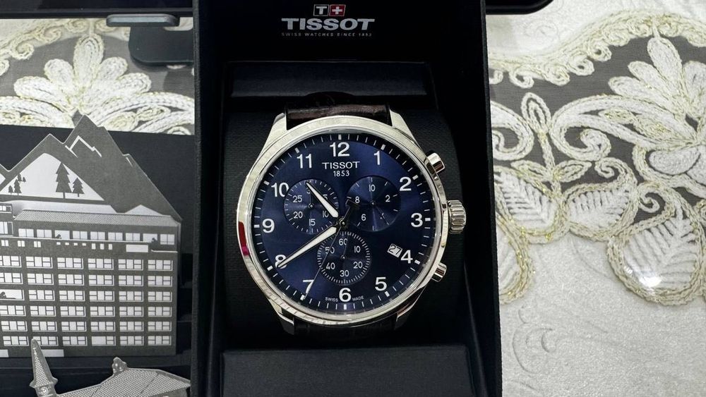 Tissot Chrono XL Classic 45mm Swiss Qaurtz Blue Dial Brown strap торг