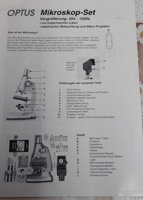 Optus Mikroskop Set Microscop hobby nou adus din Germania