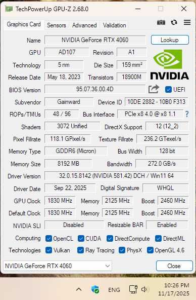 Placa video Gainward Pegasus RTX 4060 8GB impecabila, garantie 2027