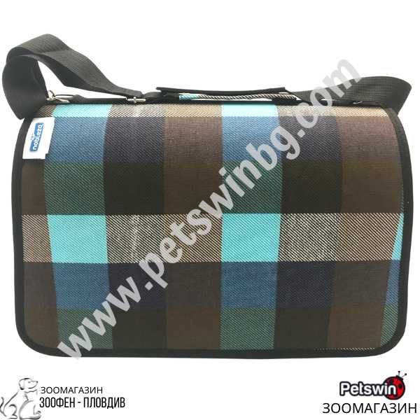 Транспортна чанта за Куче/Коте - M размер - 45/19.5/26см - Шарено каре