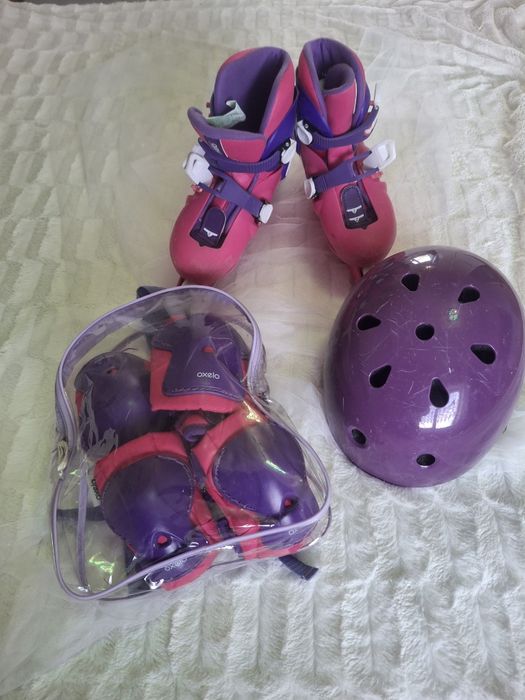 Set Role Copii Oxelo Play 3 Reglabile (30-32) + Protecții și Cască