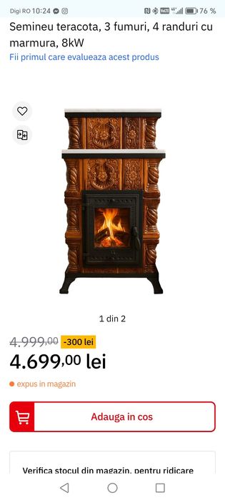 Vând sobă teracotă tip șemineu.