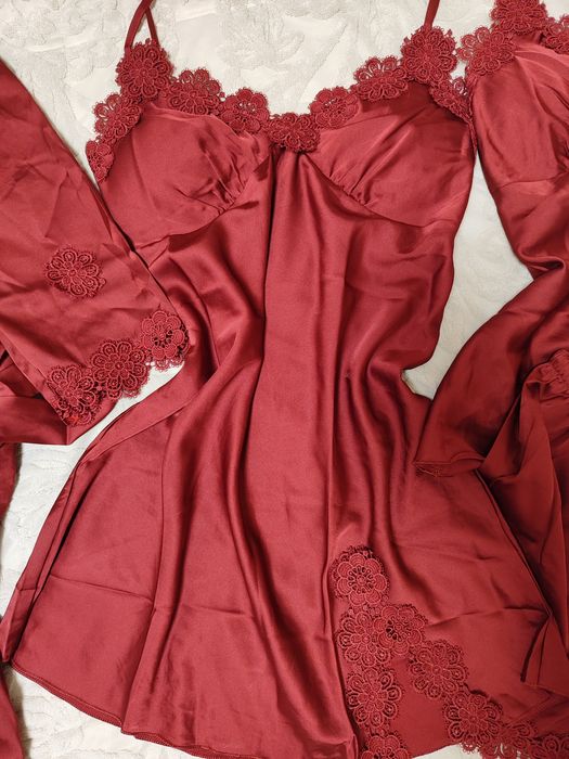 Луксозен дамски сатенен комплект за спане /4 части рр S/M