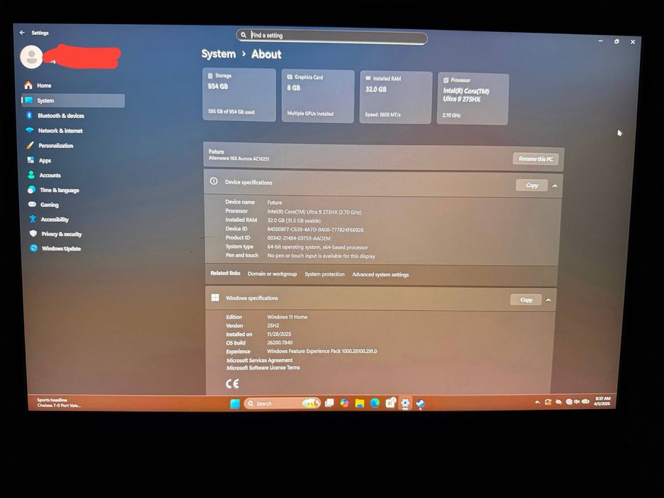 Alienware - 16X Aurora 16" 2.5K Gaming Laptop Intel Core Ultra 9 272HX