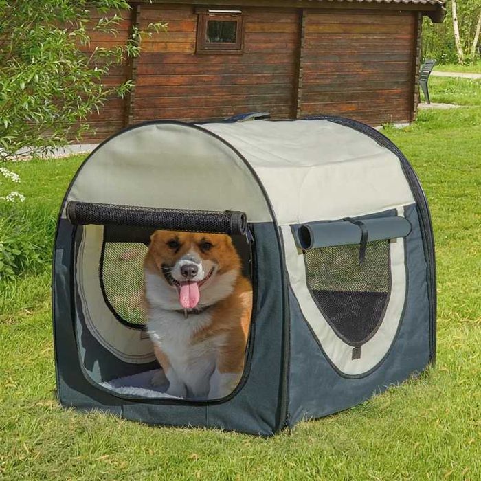 PawHut 70 см сгъваема чанта за домашни любимци, сива