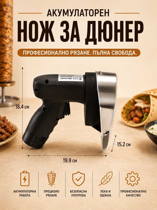 Акумулаторен професионален нож за ДЮНЕР – 2 батерии, 2 ножа