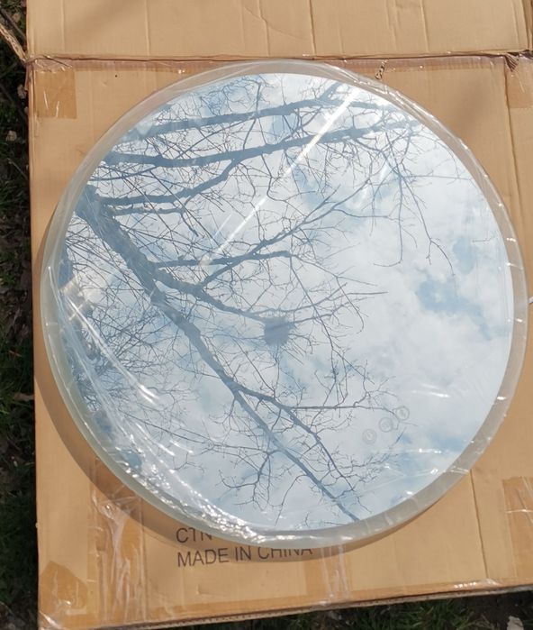 Кръгло LED огледало за баня Ф60/80 см, bluetooth обезпотяване дървесна