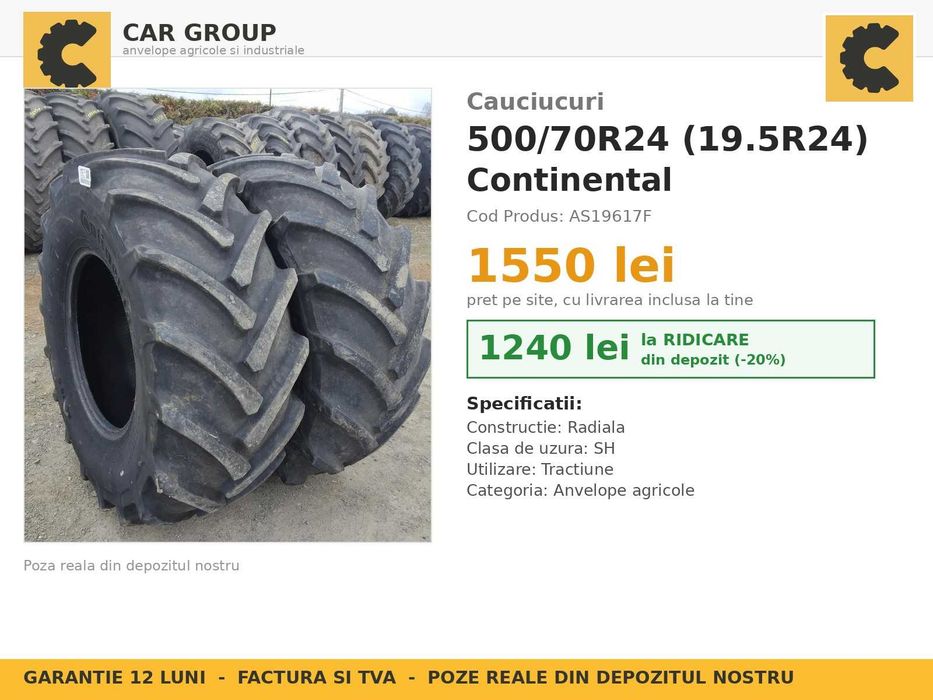 Cauciucuri 500/70R24 19.5R24 Continental Anvelope Incarcator SH TVA