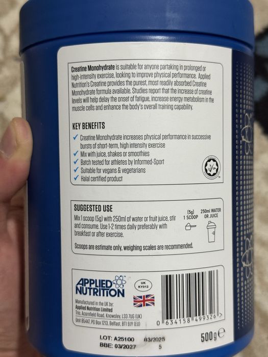 Applied nutrition creatin monogidrat original 100%