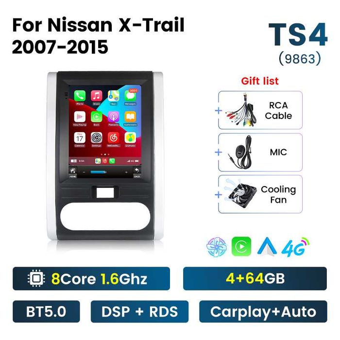 Navigatie Android TESLA Nissan T31 X Trail 2007 1/6Gb Ram Waze CarPlay