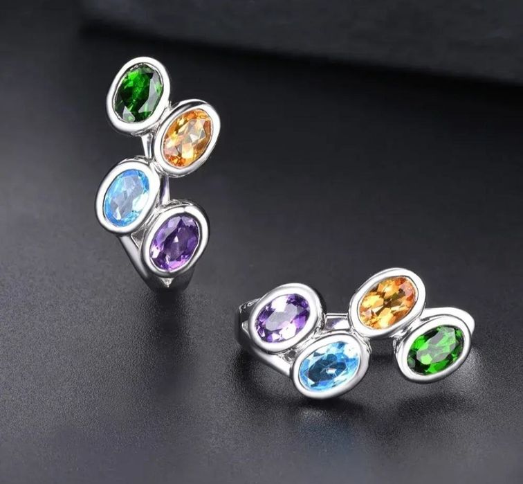 Серьги серебро натуральные камни