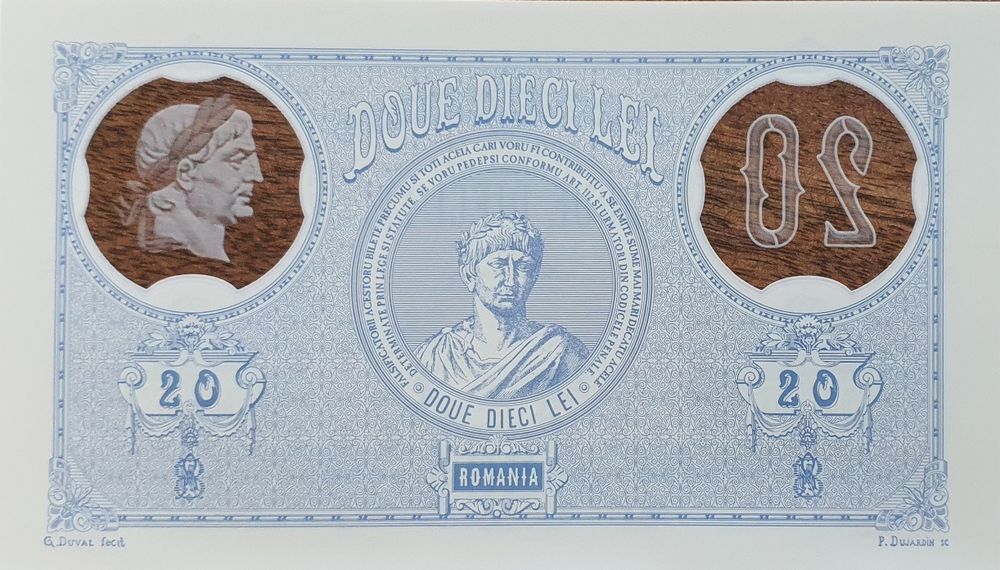 Prima bancnota 20 lei - replica 1881