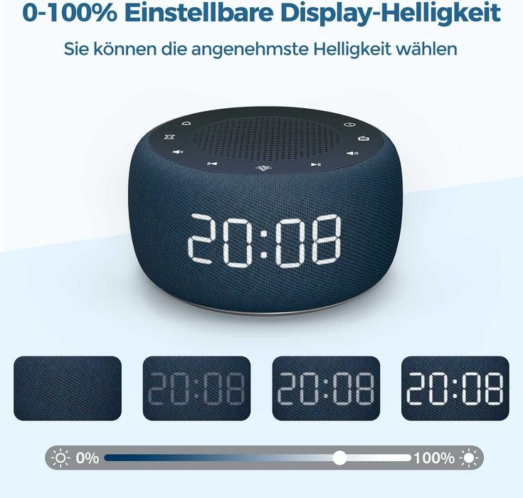 BUFFBEE Будилник с радио , 7 цветна нощна лампа и дисплей