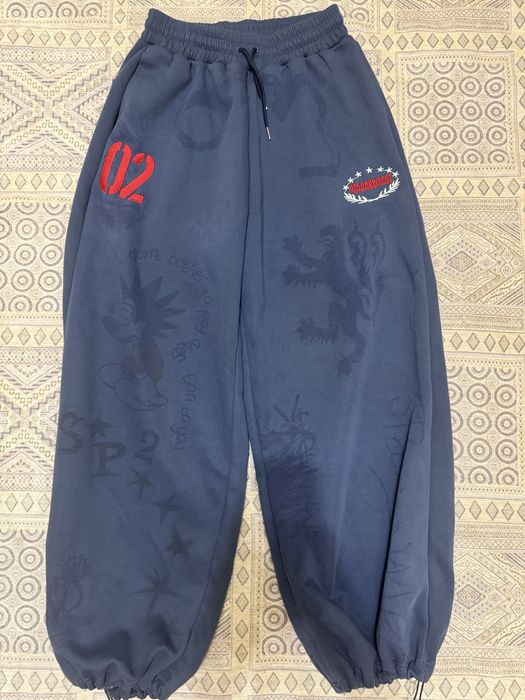 Широкие спортивные штаны (оверсайз) с принтами, унисекс .