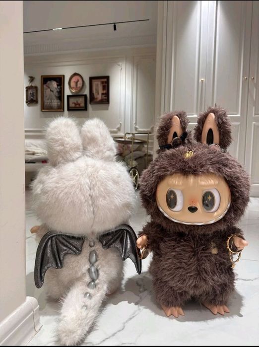 Голямо Лабубу Zimomo, Бяло/Кафяво, Labubu Zimomo 38см