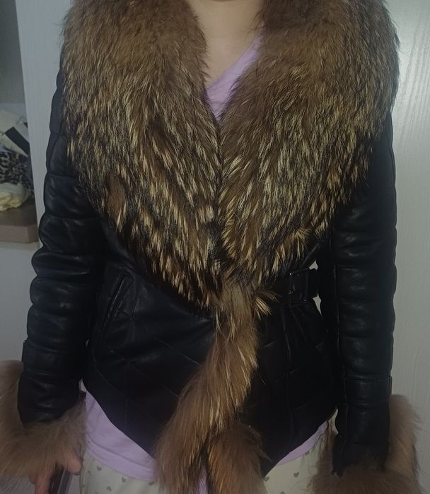 Куртка кожаная с натуральным мехом