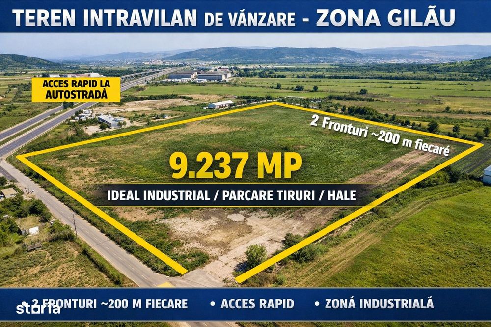 Teren intravilan 9.237 mp de vanzare – Gilau | Ideal industrial / lo