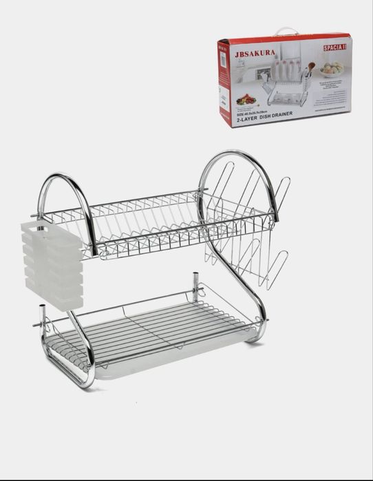 Сушилка настольная с поддоном, нержавеющая сталь, для посуды,