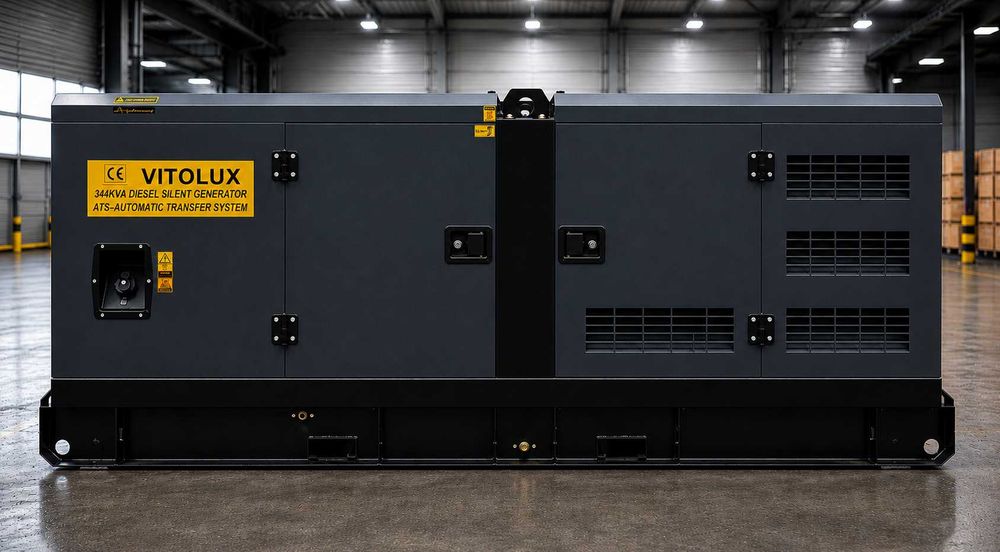 344 KVA/275 KW Шумозаглушени Трифазни Дизелови Генератори с Автоматика
