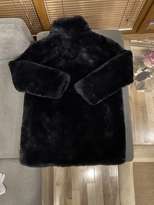 Дамско палто от еко косъм - черно