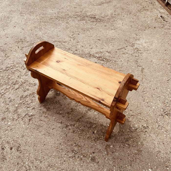 Рустик масивна дървена пейка – алпийски стил, 75 см