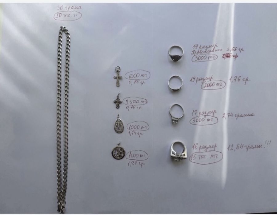 Серебро: цепочка кольцо кулон