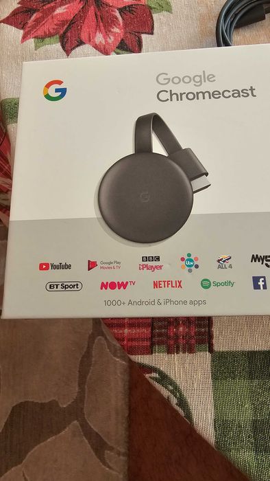 Мултимедиен Плеър Оригинален Google Chromecast 3та генерация пълен комплект