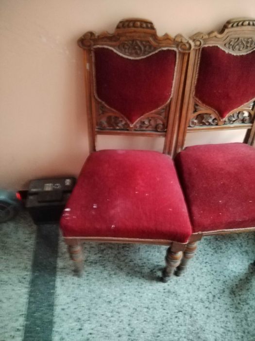 Старинен дървен стол дърворезба масив ретро комплект 4-5 броя, Пловдив