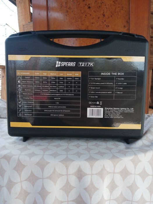 Set Lanternă Vânătoare Speras T217K 1400 metri. Led High Performance S50, 1400 lumeni, 1400 Metri, 1X 21700