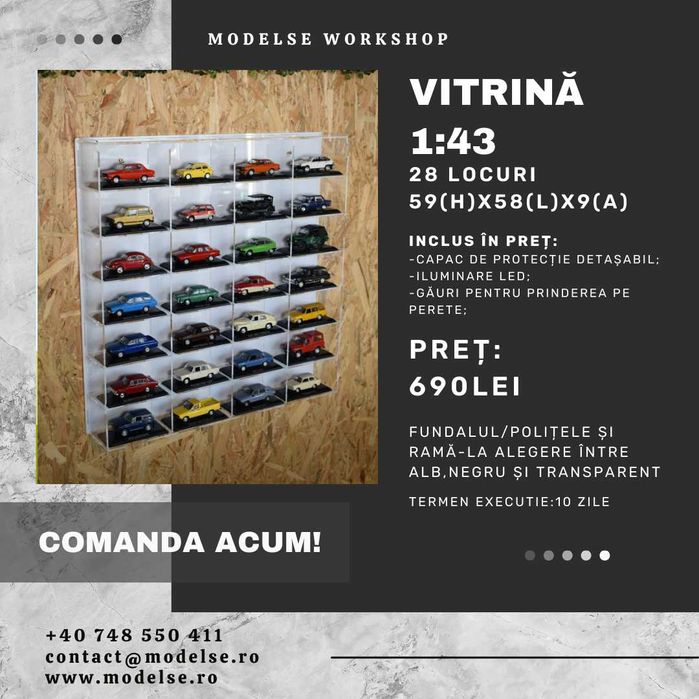 Suport expunere acrilic-tip fagure-machete 1:43-Masini de legenda