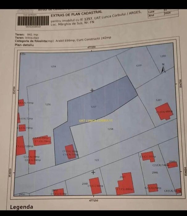 Teren intravilan sat Marghita de Sus, com. Lunca Corrbului, Argeș