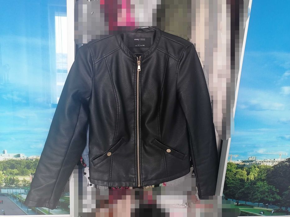 Geaca neagra din piele ecologica S