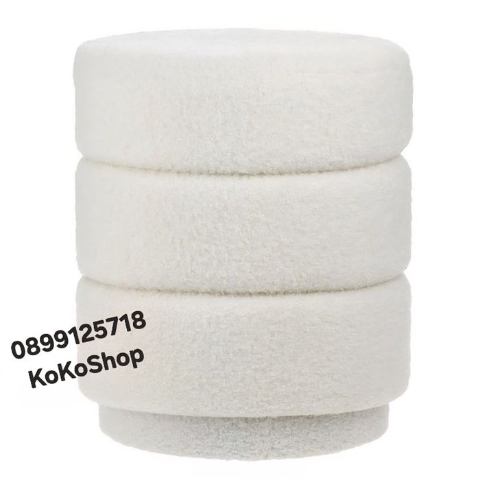 Бяла табуретка-32х42 см./мека табуретка/бял пуф