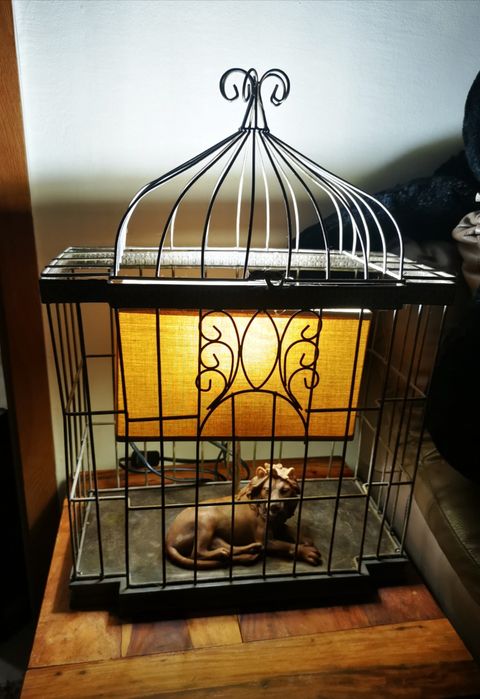 VINTAGE Лампа Лъв в клетка