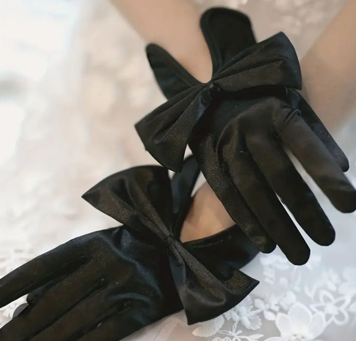 Шикарные вечерние перчатки с бантиком