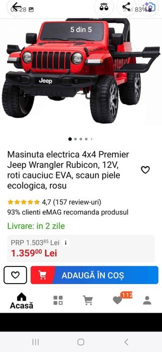 Masina electrica copii jeep rubicon