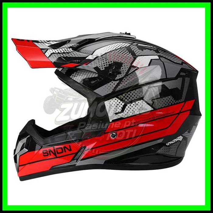 Casca Moto ATV Cross Enduro Bicicleta Trotineta - SNON - Gri/Rosu - M - L - XL