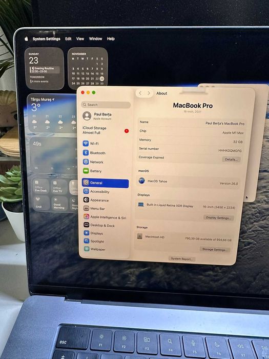 Laptop MAC M1 MAX 16 inch, 32GB RAM, 1TB Stocare, Space Grey