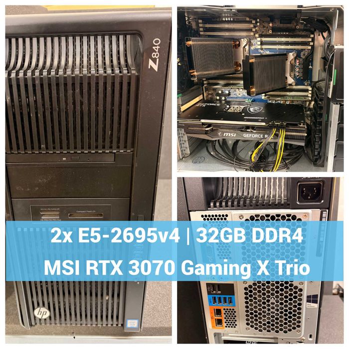 HP Z840 Workstation – 2x Intel Xeon E5-2695 v4, 32GB DDR4, MSI RTX 3070 Gaming X Trio 8GB, LSI SAS Controller