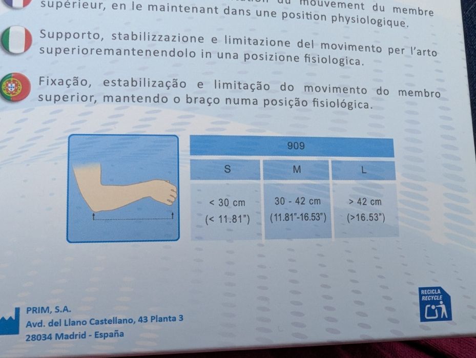 [TRIMIS] Orteza ghips brat mărimea S